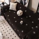 Chenille Camellia Floral Sofa Throw Cover Couch Blanket with Striped Jacquard