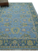 Traditional Oushak Design Blue Hand knotted 6x9 Wool Area Rug