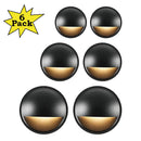 DLA02 6-Pack 2W Low Voltage 2700K Warm White Integrated LED Outdoor Half Moon Deck Lights Package, 12V LED Step Patio Landscape Lights