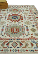 Hand Knotted Wool Rug Ivory Rust Olive Traditional Mamluk Pattern Design Multi Size