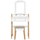 Vanity Table Set with Cushioned Stool and Large Mirror by LJGDeals