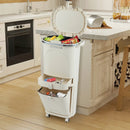 11 Gallon 3-Layer Kitchen Trash Can with Lid and 2 Removable Buckets-Beige by LJGDeals
