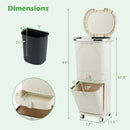 11 Gallon 3-Layer Kitchen Trash Can with Lid and 2 Removable Buckets-Beige by LJGDeals