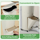 11 Gallon 3-Layer Kitchen Trash Can with Lid and 2 Removable Buckets-Beige by LJGDeals