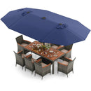 11 Pieces Patio Dining Set with 15 Feet Double-Sided Patio Umbrella Base Included by LJGDeals