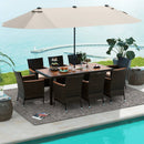 11 Pieces Patio Dining Set with 15 Feet Double-Sided Patio Umbrella and Base by LJGDeals