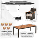 11 Pieces Patio Dining Set with 15 Feet Double-Sided Patio Umbrella and Base