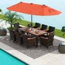 11 Pieces Patio Dining Set with 15 Feet Double-Sided Patio Umbrella and Base by LJGDeals