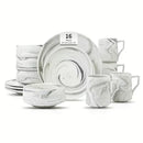 Marbled Round Ceramic Dinnerware Set with Plates and Bowls