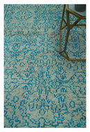Antique Design 5x8 Blue and Beige Traditional Hand knotted wool rug by The Rug Decor