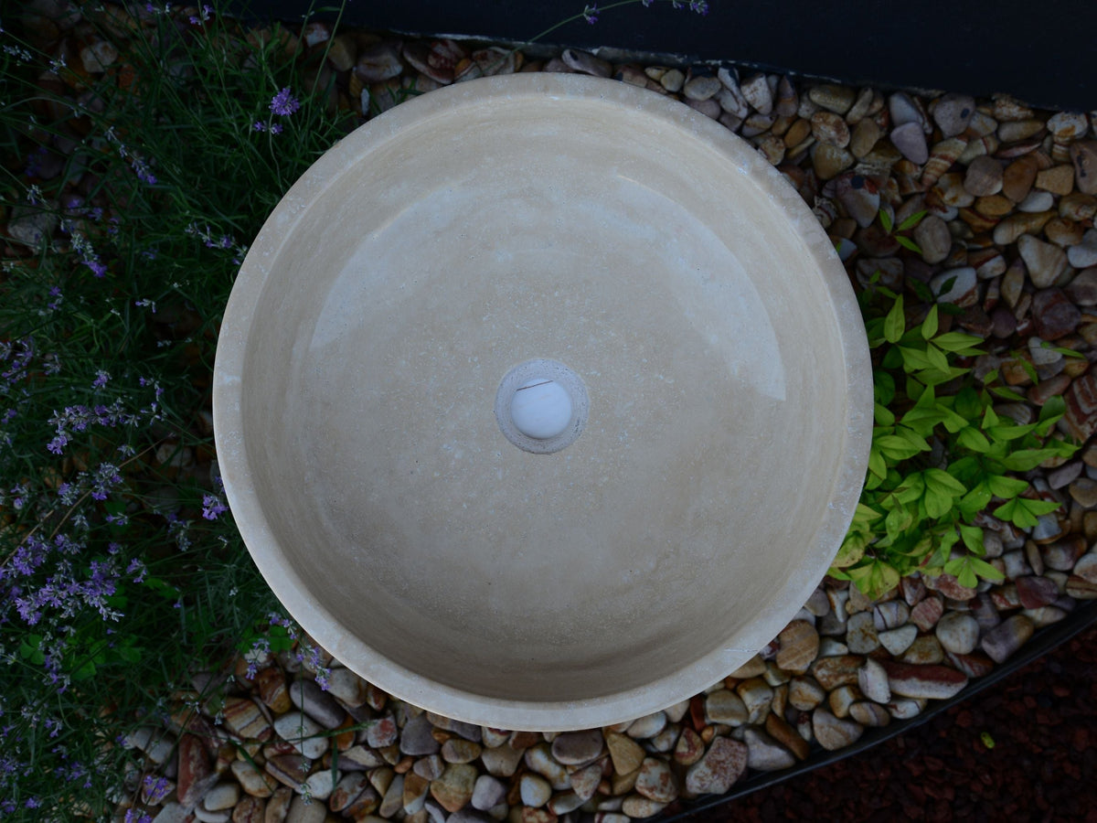Light Travertine Handcrafted Vessel Sink - Authentic Hand Polished Natural Stone, photo 6 of 10