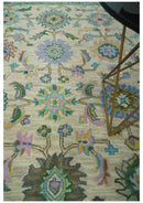 Beige Blue Purple Traditional Floral Hand Tufted Wool Area Rug