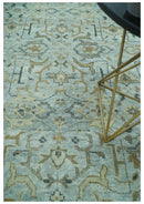 Blue and Beige Hand Knotted Traditional Oriental Oushak 8x10 wool area Rug by The Rug Decor