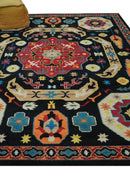 Wool Hand-Knotted Mamluk Traditional Rug - Black Maroon Beige