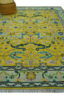 Custom Made Traditional Oushak Design mustard Hand Knotted Wool Area Rug