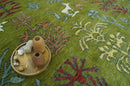 Tree Green, Silver, Maroon Hand Knotted 8x10 wool Area Rug by The Rug Decor