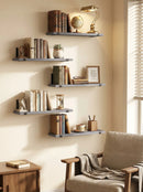 Wood Wall Shelves 15.8” with Metal Brackets – Rustic Floating Shelves | 5/8 Pack by 2Dropme