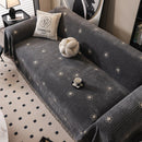 Chenille Camellia Floral Sofa Throw Cover Couch Blanket with Striped Jacquard by Slipcover KAS™