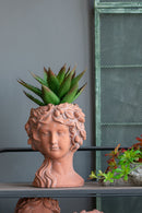 8X9X11.5" Head Bust Planter, Greek Style Cement Head Planter, Indoor Outdoor Home Garden Decor - Brown by HouseOfZazla