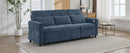 2-in-1 Sofa 82' Three-seater Sofa with Sofa Bed and Reversible Recliner, Blue Chenille