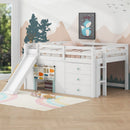 Modern Low Loft Bed With Slide, 3 Storage Drawers, And 2 Doors by Unique Piece Furniture