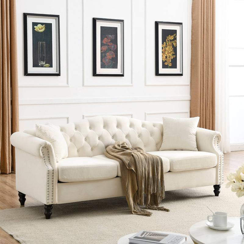 3-seater + 3-seater Combination sofa.Beige Velvet W834S00065