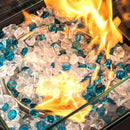 Propane Gas Square Fire Pit, Tile Tabletop With Beautiful Wicker Base For Outside by HouseOfZazla
