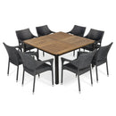 9 PCS Outdoor Dining Set with 64" Solid Wood Table and Chairs by HouseOfZazla