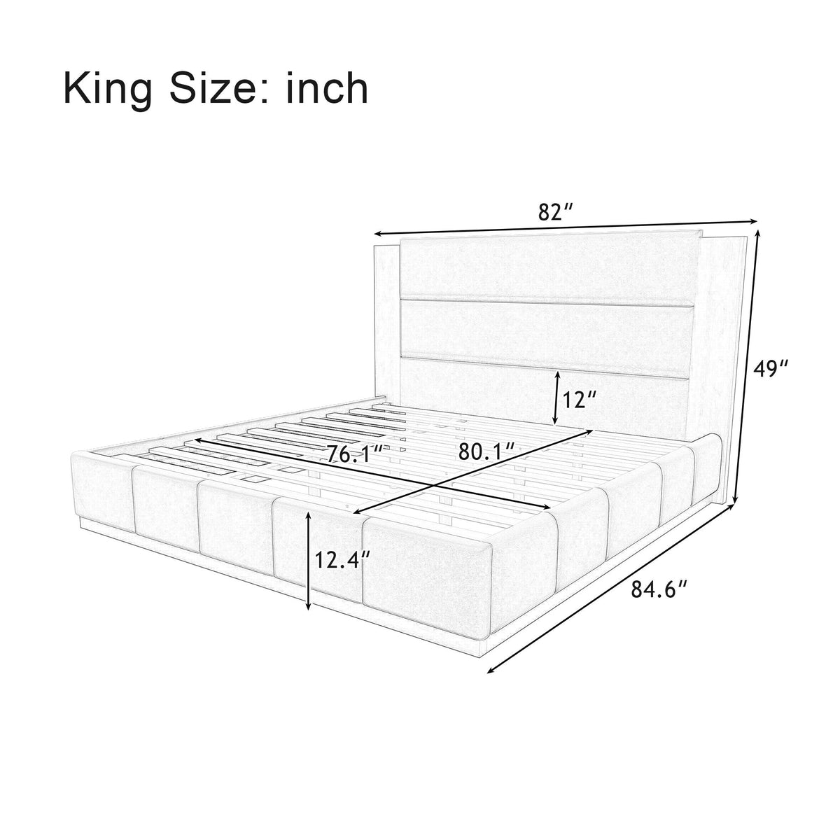 Modern Upholstered Platform Bed With Extended Headboard, photo 7 of 23