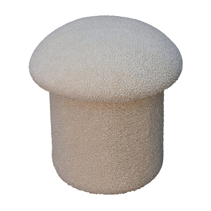 Walker Edison - Cream Boucle Mushroom Footstool