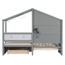 House Bed With Upholstered Sofa, Wireless Charging Station, Shelves And 2 Drawers by HouseOfZazla