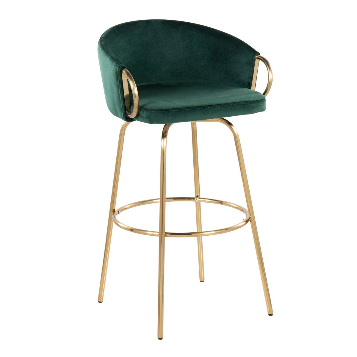 Claire - Contemporary / Glam Fixed Height Bar Stool (Set of 2) Round Footrest (Set of 2), photo 5 of 16