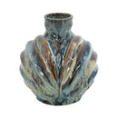 9.4x9.4x11" Blue and Brown Reactive Glazed Accent Vase by HouseOfZazla