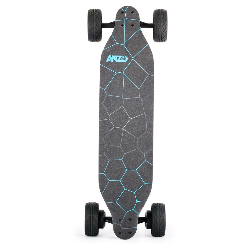All terrain dual 1000x2 hub motor electric skateboard with 32mph max speed,25miles range,9600mah battery.