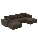 Deep Seat Convertible Sofa With Soft Pillows And Ottomans by HouseOfZazla