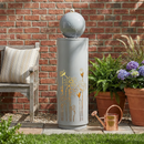 34.25'H Light Gray Metal Cutout Outdoor Water Fountain with LED Lights by HouseOfZazla