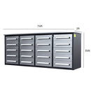 Garage Storage Cabinets With Workbench (With 20 Drawers) - Silver by HouseOfZazla