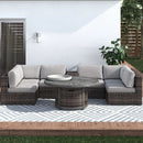 All Weather 4 Person Patio Sofa Set With Fire Pit And Side Table Rustproof - Brown by HouseOfZazla