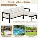 U_style Outdoor L-Shaped Sofa with Iron Frame,Weather-Resistant Patio Sofa Set with Ultra-Thick Cushions,Comfortable Seating for 3,Ideal for Patio, Balcony,and Garden by Montret