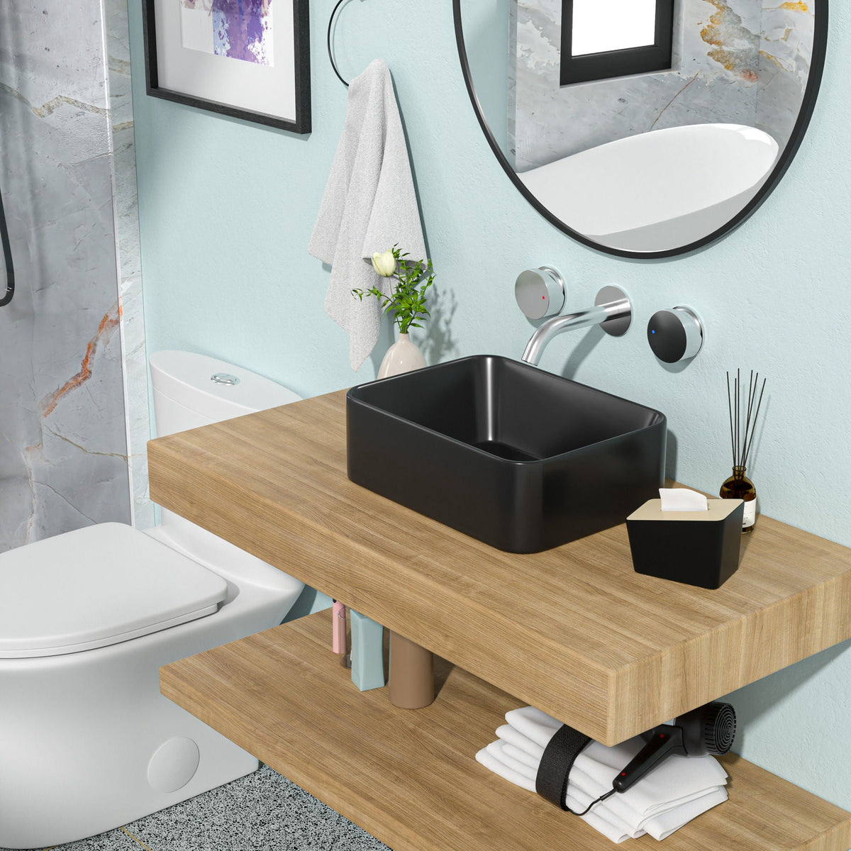 Sleek Ceramic Rectangular Vessel Bathroom Sink, photo 4 of 17
