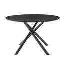 47.25" Round MDF Coffee Table End Table Short Leisure Tea Table Cross Legs Metal Base,BLACK