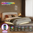 Curved Upholstered Bed with Smart Ambient Lighting by HouseOfZazla