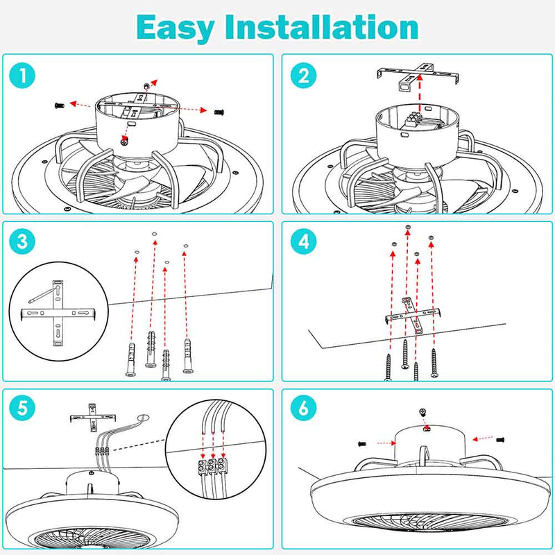 Yescom 18" Enclosed Ceiling Fan with Light Remote APP Control