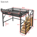 Queen Size Loft Bed & Stairs, Storage Shelves, Wardrobe - Black / Wood by HouseOfZazla