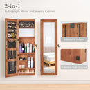 Jewelry Armoire Organizer With Full Length Mirror, Wall Mounted Lockable Cabinet With LED Light by Unique Piece Furniture
