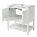 Elegant Bathroom Vanity With Ceramic Sink And Versatile Storage by HouseOfZazla