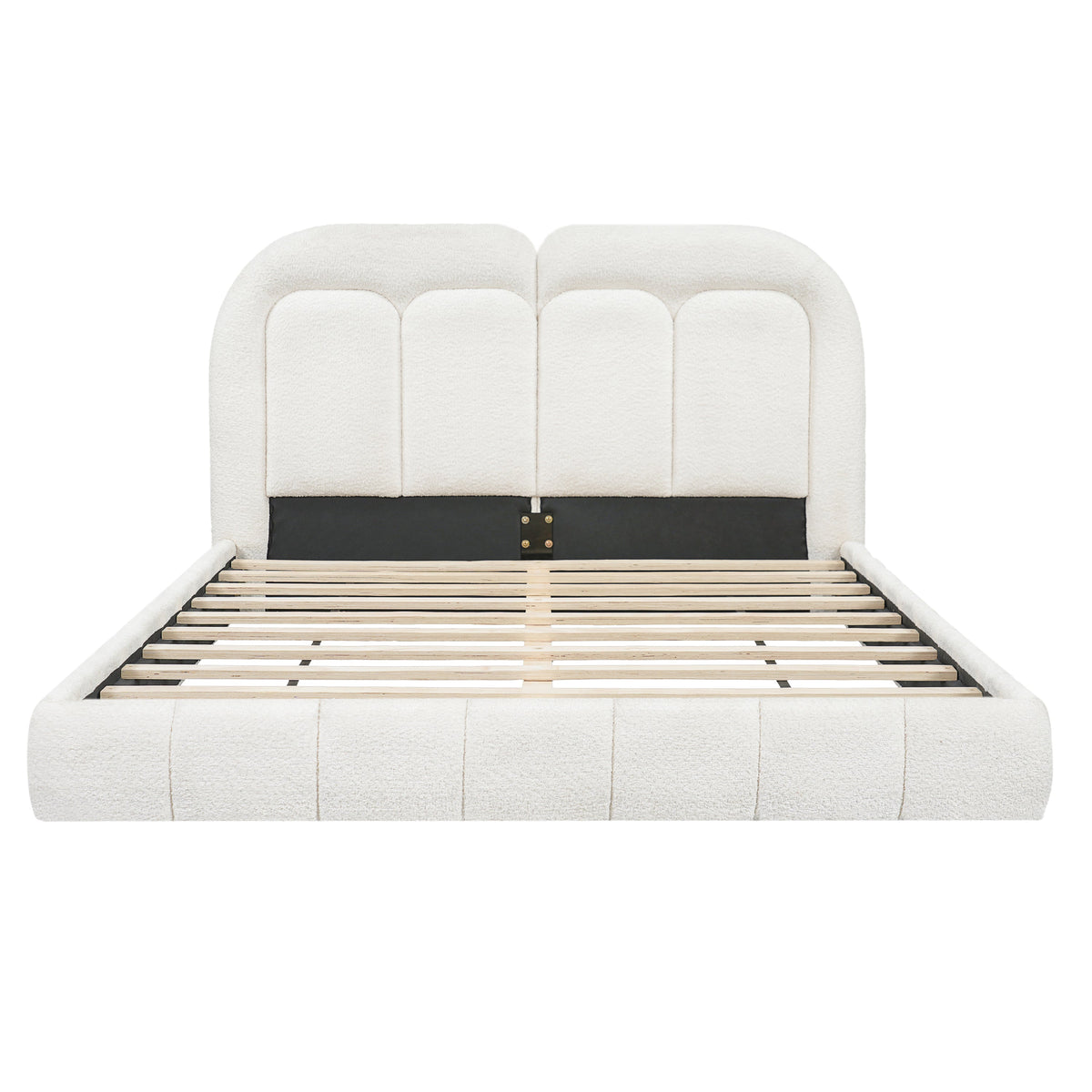 Queen Size Boucle Upholstered Platform Bed with Tufted Headboard, photo 7 of 10