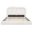 Queen Size Boucle Upholstered Platform Bed with Tufted Headboard