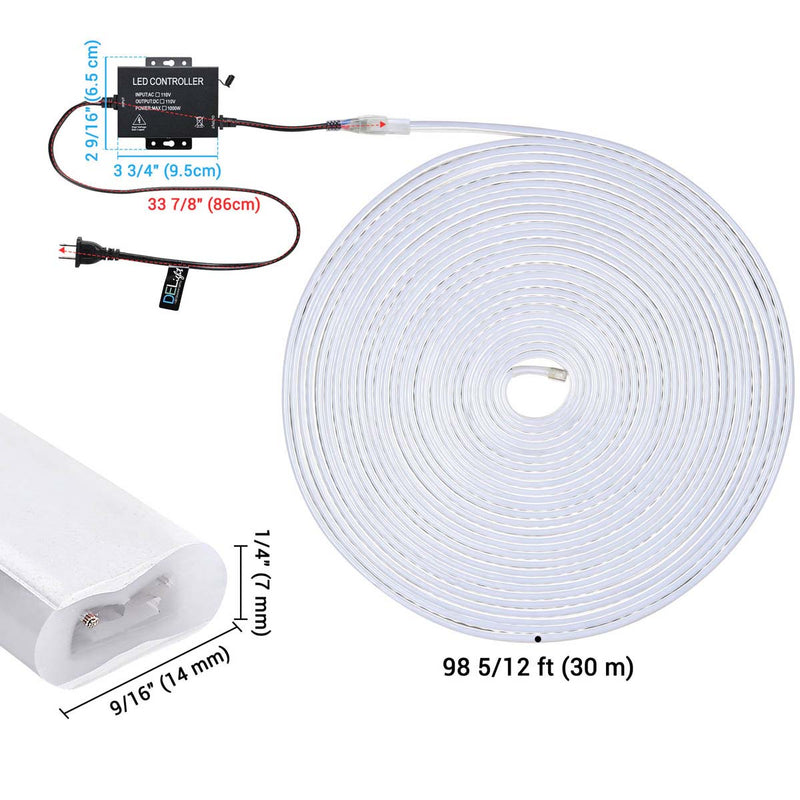 Yescom Flex LED Neon Rope Light Warm White RF Remote