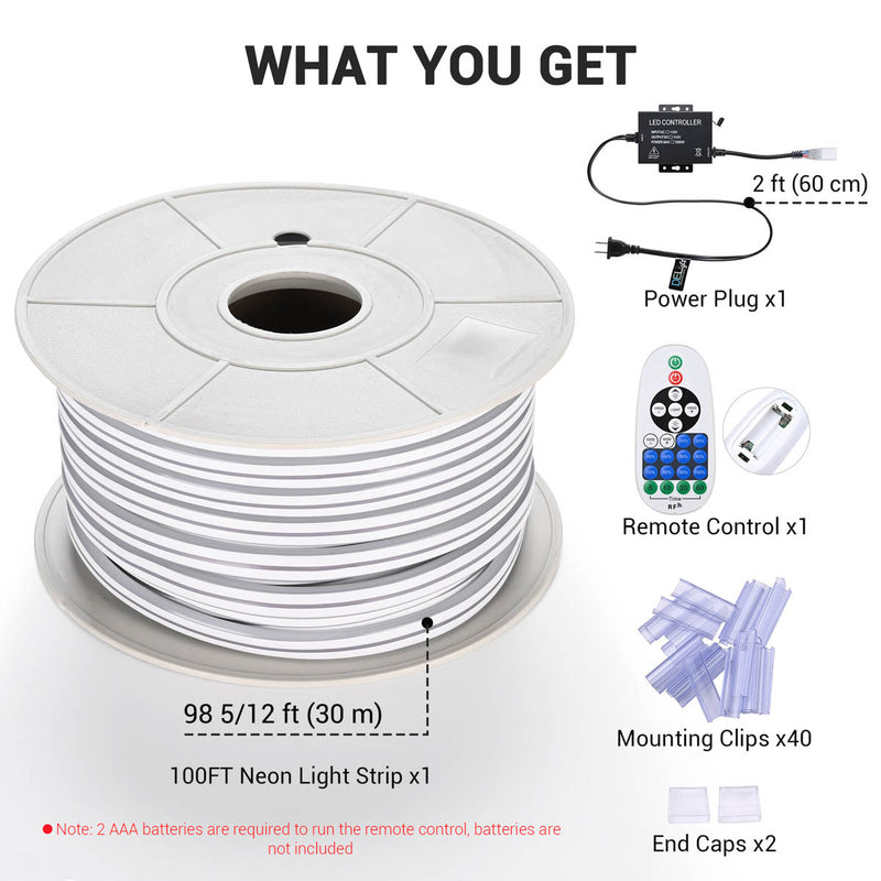 Yescom Flex LED Neon Rope Light Warm White RF Remote